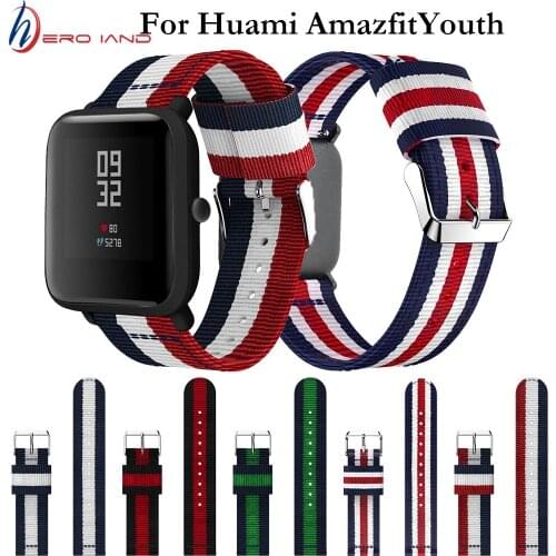 For Xiaomi Huami AMAZFIT Bip BIT PACE Lite Youth Smart Watch Wrist Bracelet Vertical Nylon Loop Strap 20mm Replace Watch bands