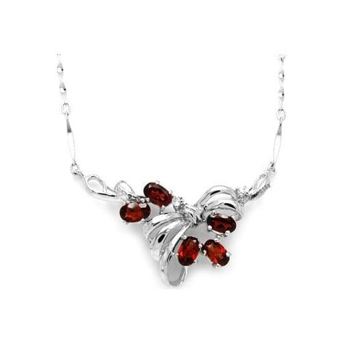 Elegant 925 Silver Garnet Necklace Pendant for Party 3mm*5mm VVS Grade Garent Pendant Sterling Silver Garnet Jewelry