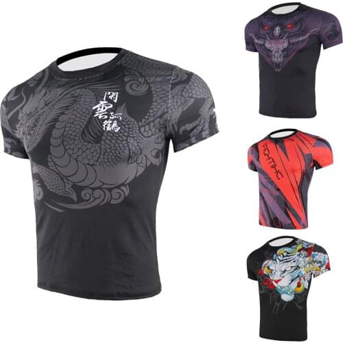 Summer Men Breathable Printing Sport Running T-shirt Short Sleeve Gym Fitness Shirt Mens Sports Shirt Jogging Training Clothing
