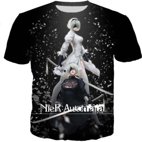 2021 Hot Sale Creative Game NieR:Automata 3D Printed T-shirt Summer Casual Fashion Street Round Neck Short Sleeve Hip Hop Tops