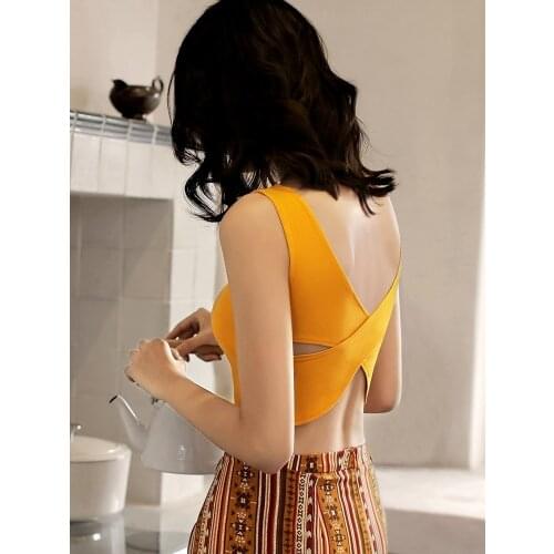 Summer Women Underwear Suspender Sexy Cross Back Cotton Comfortable Bralette Crop Topr Vest With Bralingerie With Bra