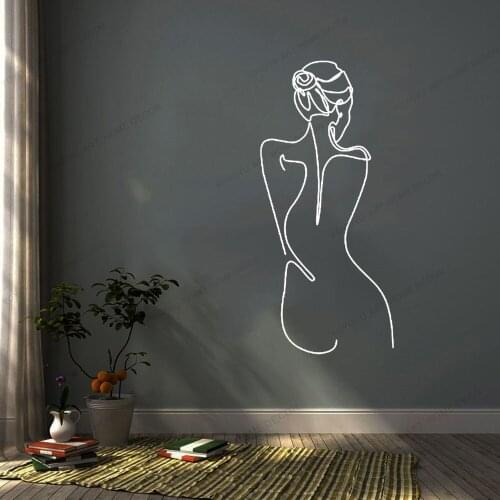 Naked Line Draw Art Wall Sticker For Home Decor Living Room Fashion Wall Decals Valentines Removable Murals Wallpoof CX1518