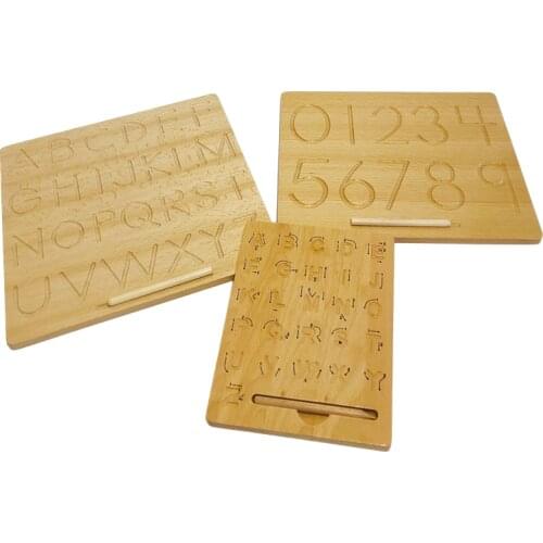 Montessori Toys Tracing Board Double Sided Wooden Letters/ Numbers Puzzle Materials for Writing Preparation Kids Early Learning