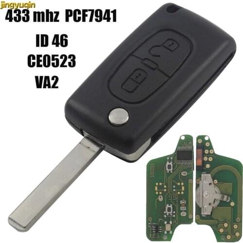 Jingyuqin Key Shell PCF7941 Chip 433MHz ID46 For Peugeot 107 207 307S 308 607 Citroen C2 C3 C4 C5 C6 CE0523 VA2 Flip Key
