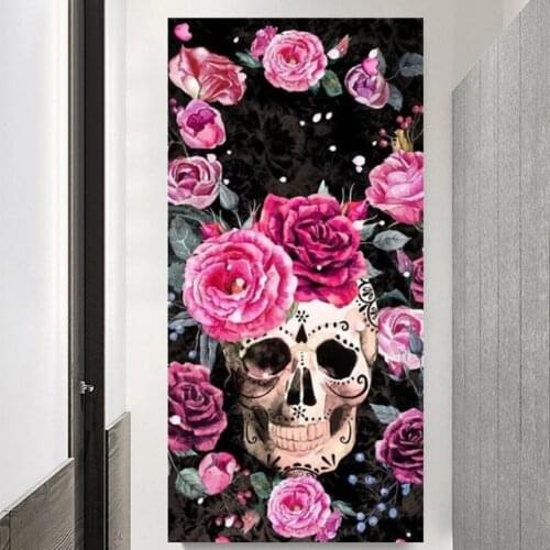 Full drill square Crystal Paintings Abstract art, Skull Pink Rose landscape Diamond Embroidery 5d Diy diamond painting Sale,X67