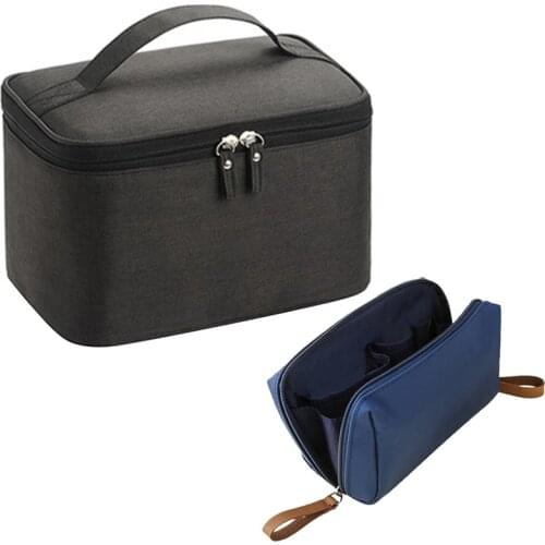 2PCS New Multifunction Travel Cosmetic Bag for Men Women Makeup Bags, Black & Blue