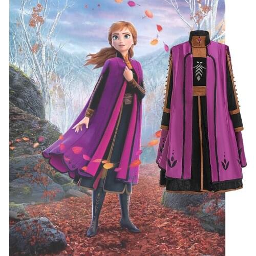 Anna Cosplay Costume For Kids Girls Pricess Dress Gown Movie Halloween Christmas Gift Anime Perform Event