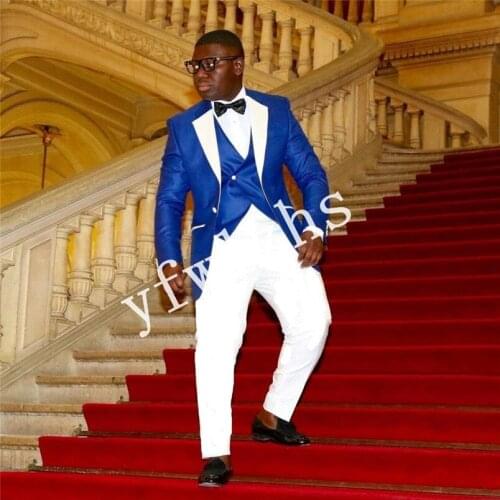 Handsome One Button Groomsmen Notch Lapel Groom Tuxedos Wedding Dress Men Suits Blazer Prom Dinner (Jacket+Pants+Tie+Vest) A195