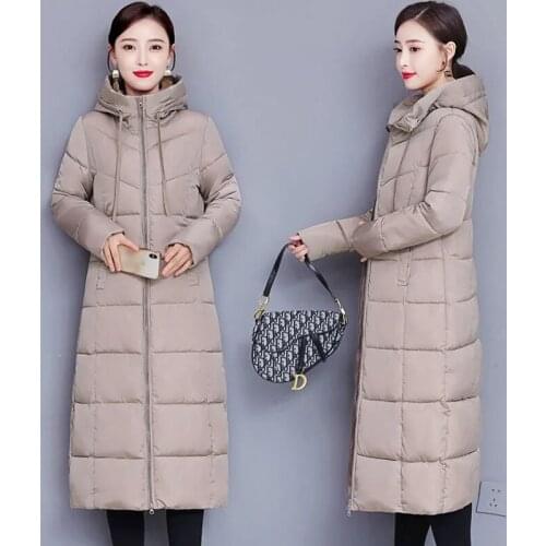 New Winter 2021 Womens Parka Coats Down Cotton Thicken Warm Big Fur Collar Female Jacket Mid-length Comfortable Ladies Outwear