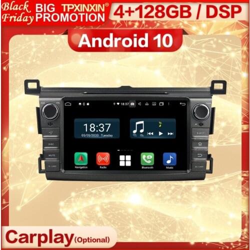 4+128G Carplay 2 Din Android Screen Multimedia Stereo Receiver For Toyota RAV4 2013 2014 2015 Radio Audio Video Player Head Unit