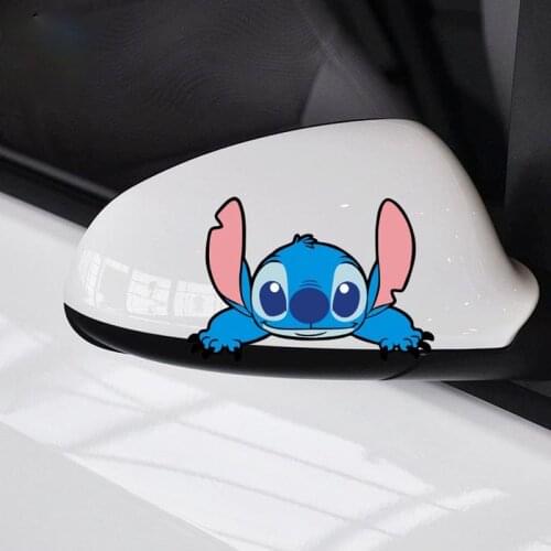 Cartoon Car Sticker Stitch Is Peeping You Lovely Motorcycle Styling Decals Pvc Adorable Auto Decoration Sticker Laptop Decal