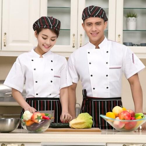 New Arrival Summer Chef Uniform Short Sleeved Adult Food Chef Jacket Male Kitchen Wear Short Sleeved Bakers Clothes B-5954