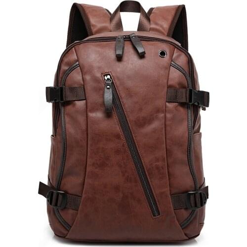New Korean style mens backpack Fashion style leather middle school student schoolbag mens bag