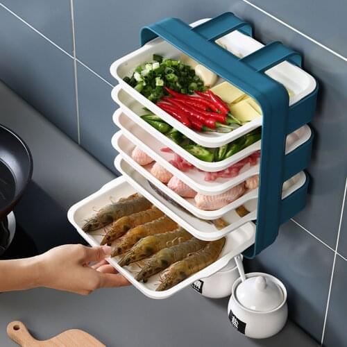 3/6 Layer Stackable Food Storage Organizer No Punching Self Viscosity Seasoning Rack Food Serving Tray Stacking Saves Space
