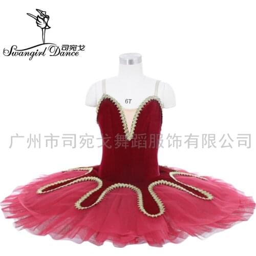 Professional ballet tutu for girls pancake professional tutu ballet stage costume Burgundy platter tut JY030
