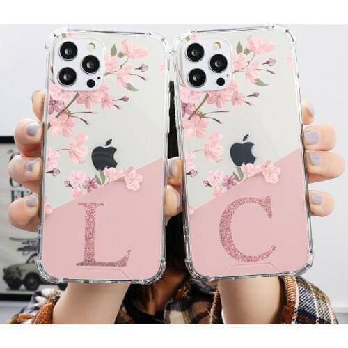 Shockproof Alphabet Letter Flowers Capas For Redmi Note 8 7 9 9S Pro Max 8T 9C NFC 7A 8A 9A 10X Hard PC Airbag Transparent Cases