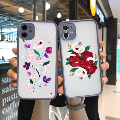 Hand Snake Flower Snake Painting Phone Case Matte For iPhone 12 Mini 11 Pro XR XS Max 7 8 Plus X Hard PC Back Cover