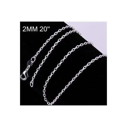 S925 Sterling Silver color Jewelry Fashion jewelry 2mm 20 Inch Fang word chain CC12