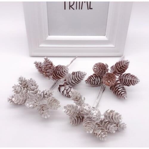 Pine cone 6-10pcs artificial flower pineapple artificial grass Christmas wedding home decoration DIY scrapbook gift box