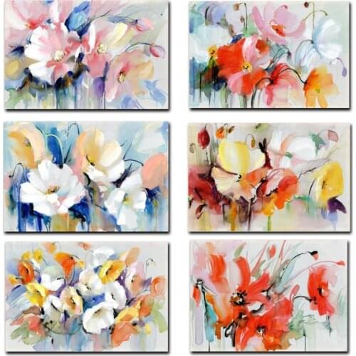 Modern Watercolor Flowers Wall Painting Hand Painted Poppy Flowers Print on Canvas Wall Picture For Living Room Home Decor Gift