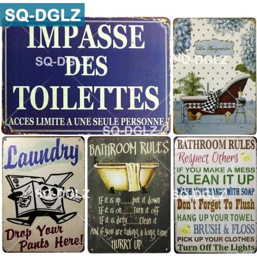 [SQ-DGLZ] IMPASSE DES TOILETTES Metal Sign Bathroom Rules Tin Sign Metal Signs Home Decor Painting Plaques Art Poster