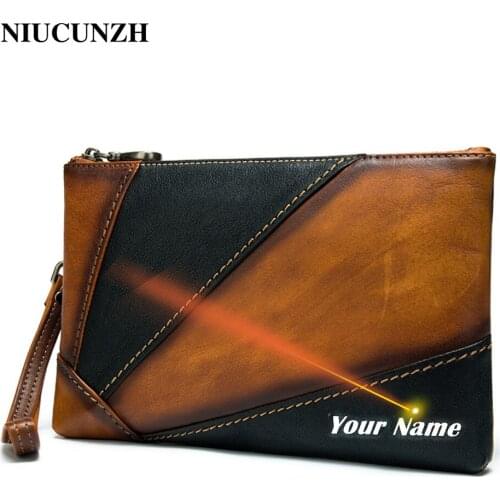 NIUCUNZH Men’s wrist bag for men big clutch Bag men leather custom purses for card holder designer Clutch male luxury brand