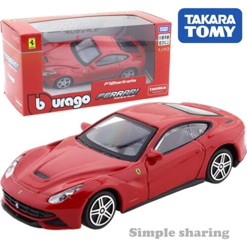 Takara Tomy Tomica Presents Burago Race & Play Series 1:43 F12 Berlinetta Car Hot Kids Toys Motor Vehicle Diecast Metal Model
