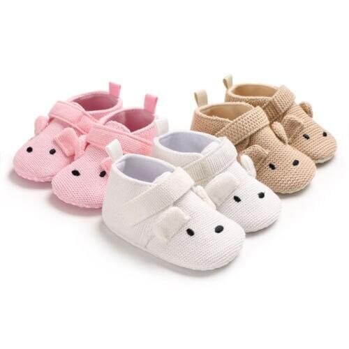 New Newborn Infant Toddler Baby Boy Girl Soft Sole Crib Shoes Warm Newborn Casual Shoes Cartoon Knitted First Walkers