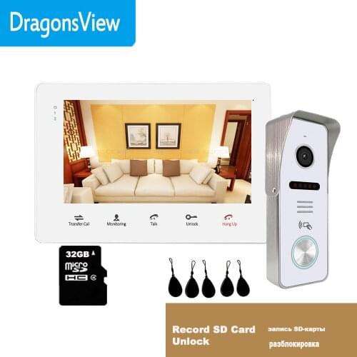 Dragonsview Video Intercom RFID Video Door Phone 7 inch 1200TVL Motion Detect Record Lock Unlock Home Security