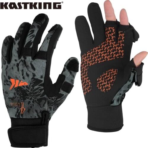 KastKing Mountain Mist Neoprene Gloves Soft Neoprene Palm Fleece Lined Waterproof and Windproof Polyester for Winter Fishing