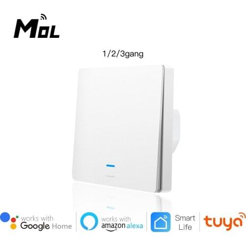 Tuya WiFi Smart Switch 86 EU Light Switch Work with Alexa Google Home 1 2 3 gang 2200W Wall Switch Voice Control Smart Life APP