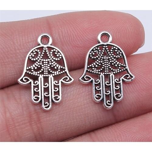 WYSIWYG 20pcs 20x15mm Pendant Hamsa Hand Hamsa Hand Charm Pendants For Jewelry Making 2 Colors Hamsa Hand Pendants