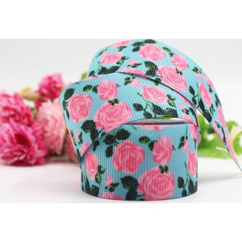 16-75mm Bright Flower Printed Grosgrain Rainbow Ribbon 10/25/50 Size Diy Bowknot Wedding Party Decorative Ribbon