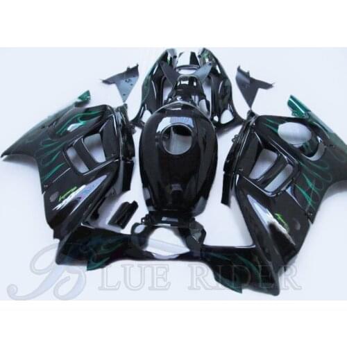 Motorcycle parts for HONDA CBR 600 F3 fairings 1997 - 1998 CBR600 F3 97 98 green flames in black fairing kit + Tank cover