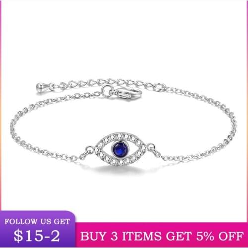 LByzHan Authentic 925 Sterling Silver Infinity Adjustable Bracelet For Women Hot Fashion Crystal Eye Of Demon Bracelet For Gift
