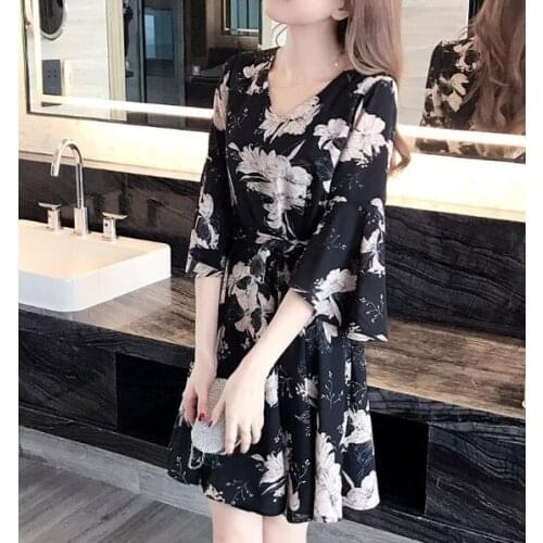 Dress summer dresses vestidos платье летнее women vestidos de festa o-neck half sleeve flare aleeve flower print