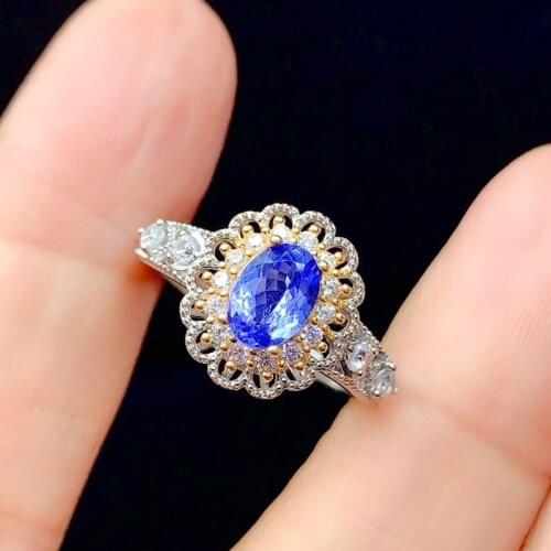 925 New Product Reel Bead Edge Hollowed Out Color Separation Simulation Sapphire Adjustable Ring For Women Jewelry Wholesale