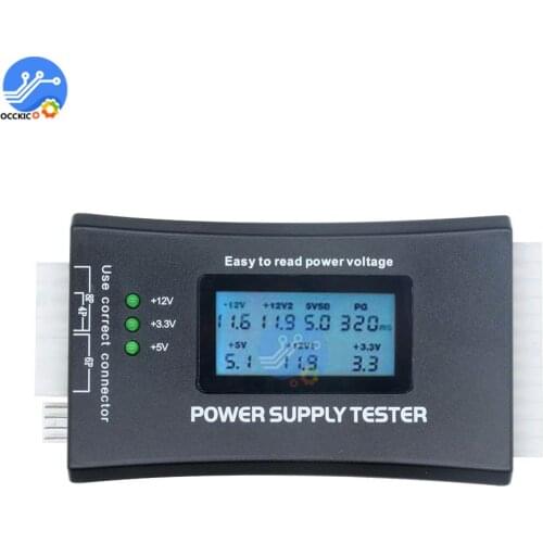 LCD Power Tester 20/24 Pin Support 4/8/24/ATX 20 Pin Interface Battery Power Bank Meter