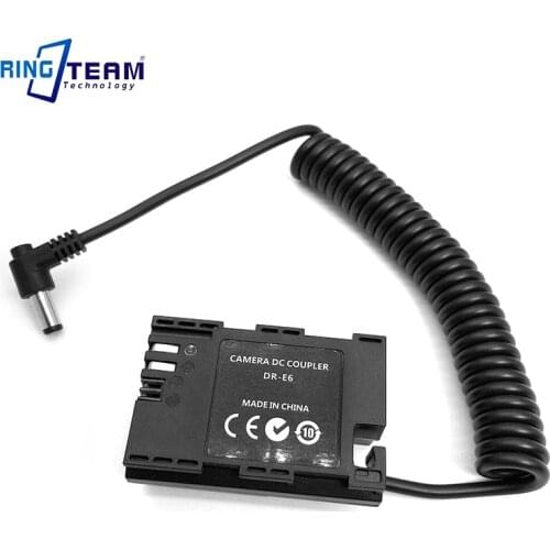 10Pcs/Lot LP-E6 DRE6 DR-E6 DC Coupler to DC 5.5x2.1mm for Canon Cameras EOS 5D2 5D3 5D4 5DS 5DSR 6D 6D2 7D 7D2 70D 80D 60D 60Da