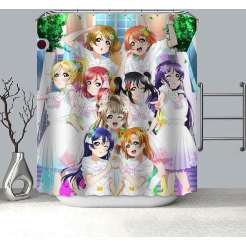 100% Polyester Fabric Custom Love Live! Aniem Girl Shower Curtain Modern Bathroom Curtain Waterproof HD Printing Bath Curtain