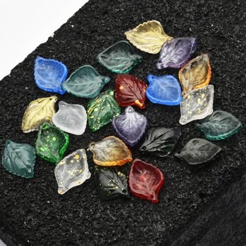 20Pcs Glass Leaves Beads Gradient Color 16X23mm Czech Crystal Leaf Pendants Charms For Jewelry Making Earrings DIY Accessories