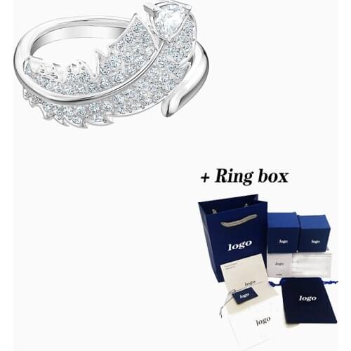 2020 Fashion SWA New NICE Ring Elegant Feathers Beautifully Decorated Platinum Ring Feminine Elements Trend Engagement Ring Jewe