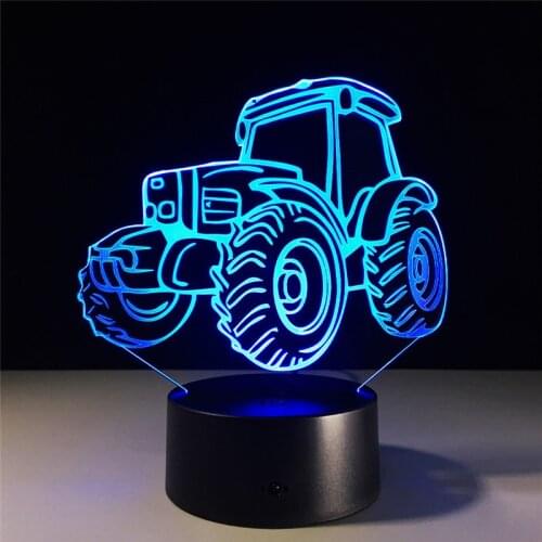 3D Lamp LED Night Light Farm Vintage Tractor Car Action Figure 7 Colors TouchTable Decoration Light Optical Illusion