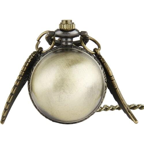 7001 Retro Ball Shaped Quartz Pocket Watch Fashion Sweater Angel Wings Necklace Chain Gifts for Men Women kids
