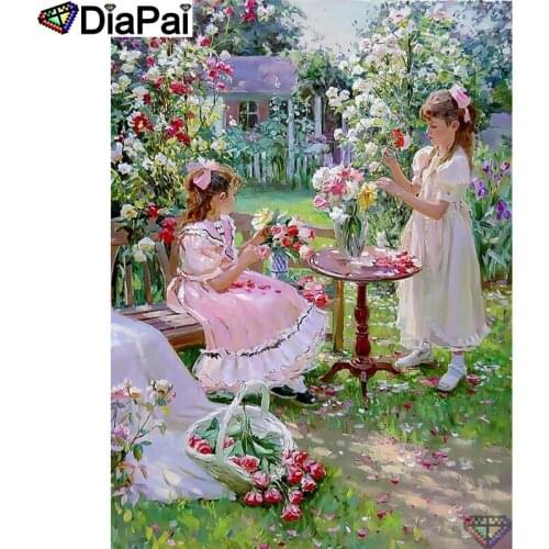 DIAPAI 5D DIY Diamond Painting 100% Full Square/Round Drill "Girl flower" Diamond Embroidery Cross Stitch 3D Decor A22938