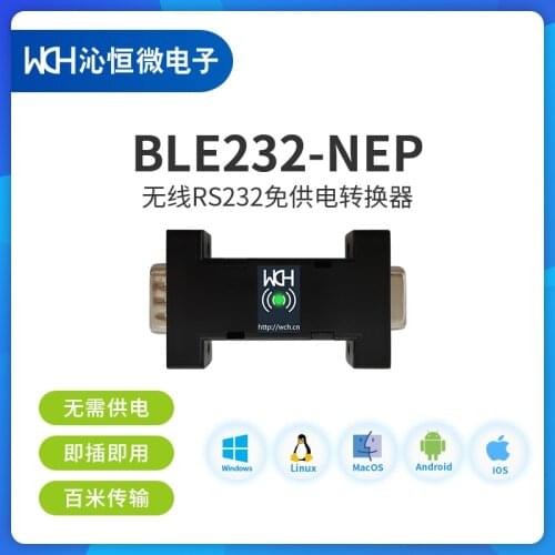 BLE Bluetooth-compatible Wireless Serial Port RS232 Power-free Converter BLE232-NEP CH9140 3 Lines 9 Lines
