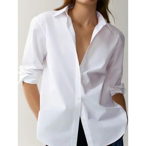 Women Casual White Blouses Long Sleeve Office Shirts Za 2020 Lapel Buttons Blouse Chic Elegant Blouses For Women