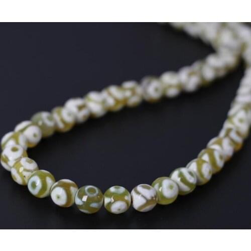 Different size 3Strand/Lot,Wholesale Yellow&White Three-eye Tibetan Dzi Onxy Faceted Round Loose Beads,DIY Jewelry Making