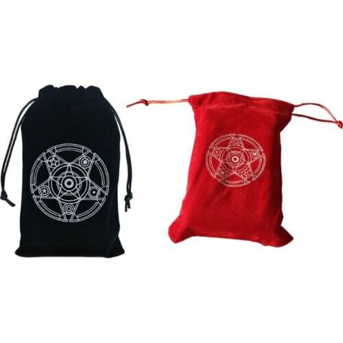 B36F Pendulum Divination Tablecloth Card Pad Runes Altar Table Cloth Board Game Six-Pointed Star Velvet Tarots Storage Pouch