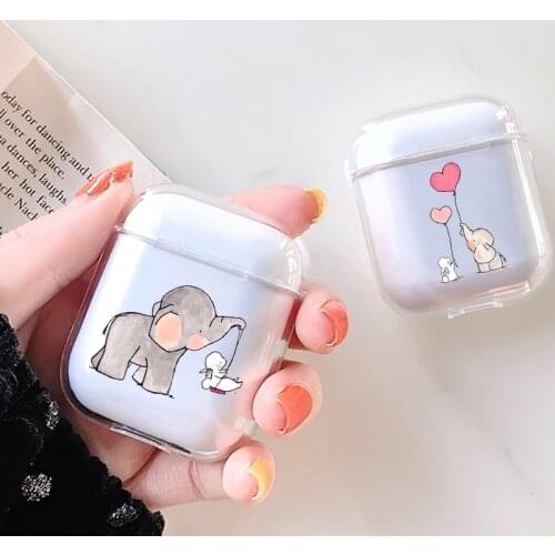 Cartoon Case For Apple airpods Case Cute Elephant Bluetooth Earphone Case For Airpods 1 2 Charging Bags Soft Silicone Case